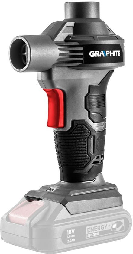 Graphite Energy+ - Accu Luchtpomp - 18V - Anti-Slip Handgreep - Inclusief 3 Nozzles