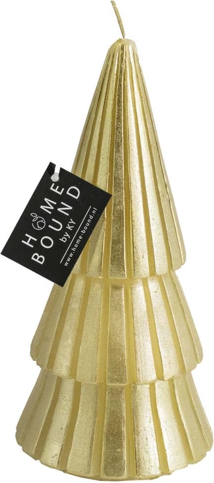 HomeBound by KY | Kaars kerstboom goud | 8,6x8,6x19,5cm | figuurkaars dennenboom