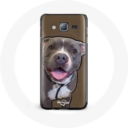 Case voor Samsung Galaxy J3 Pitbull Dog Wit Grijs