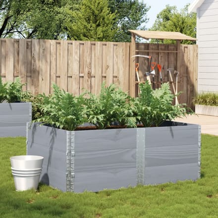 vidaXL - Plantenbak - 150x100 - cm - massief - grenenhout - grijs