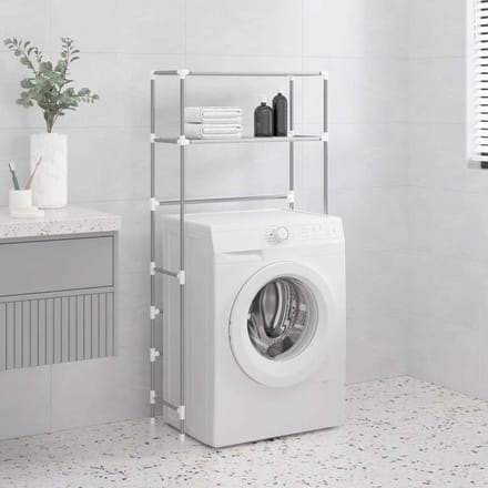 Étagère pour machine à laver avec 2 étagères Gris 69 x 28 x 143 cm Fer