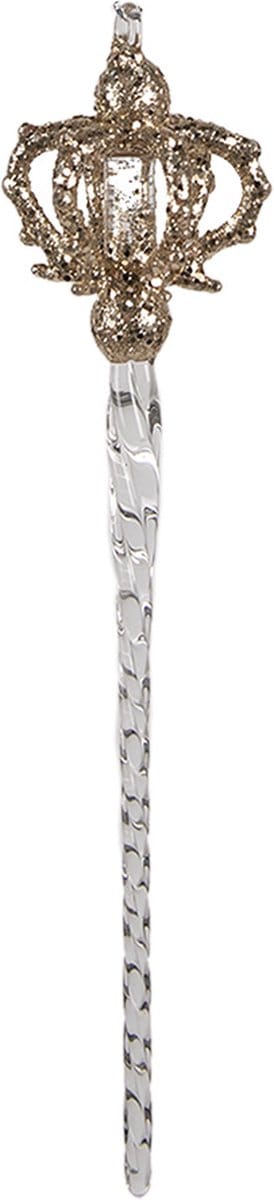 Clayre & Eef Kersthanger Ijspegel 20 cm Goudkleurig Glas Kerstboomversiering