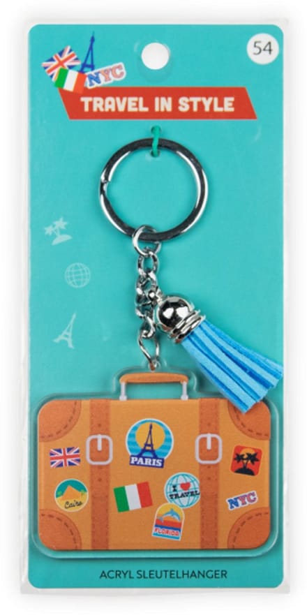 Sleutelhanger met kwastje | Acryl sleutelhanger - Reiskoffer
