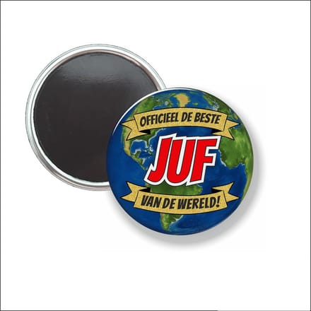Button Met Magneet 58 MM - Officieel De Beste Juf Van De Wereld - NIET VOOR KLEDING