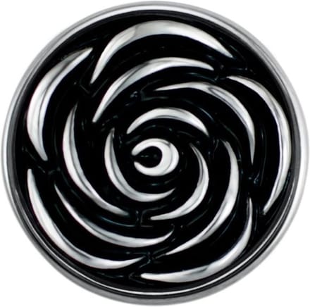 Quiges - Dames Click Button Drukknoop 18mm Bloem Roos Zwart - EBCM002