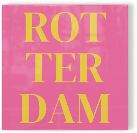 Tegeltje Rotterdam - roze geel - tegeltje stad - tegeltje met tekst