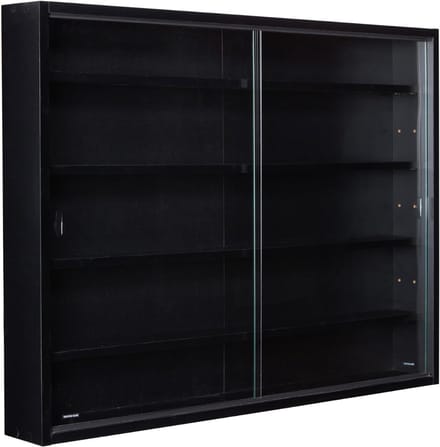 QORA® Vitrinekast met Glas - Vitrinekast Hangend - Vitrinekast - Zwart - 10cm x 80cm x 60cm