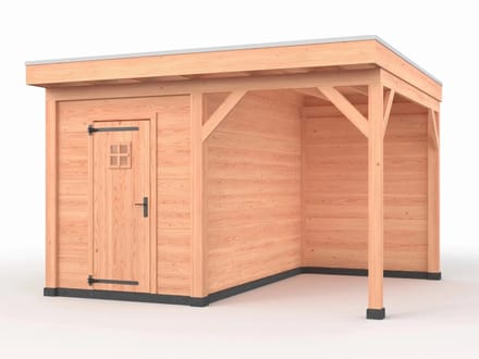 Douglas overkapping, 400 x 350, met schuur en achterwand, Westwood Comfort Plus