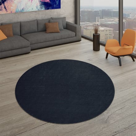 Woonkamertapijt Kurflor effen design modern en tijdloos 200 x 200 cm Rond 200 x 200 cm Rond blauw