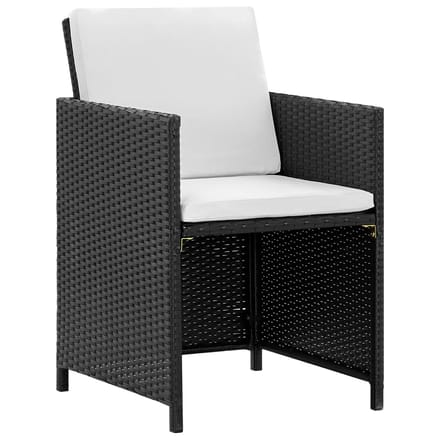 vidaXL - 5-delige - Tuinset - met - kussens - poly - rattan - zwart
