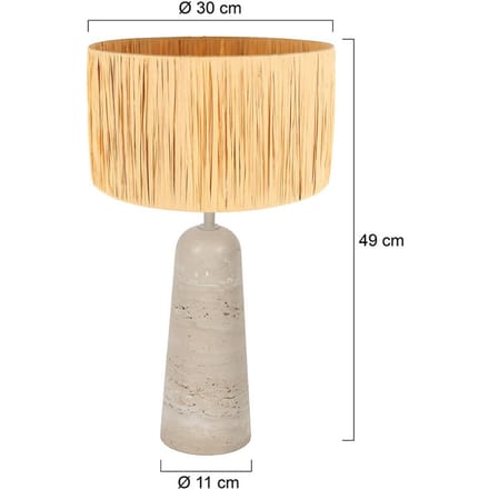 Anne Light Tafellamp Travino, hoogte 49 cm, travertijn, zeegras, E27