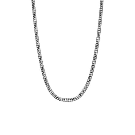 Lucardi Kinder Stalen ketting gourmet met anitque finish - Ketting - Staal - Zilver - 45 cm