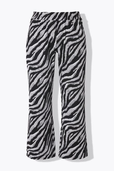 MIAMODA - Dames - Broek gekleurd zebramotief elastische tailleband. - Sneeuwwit - Maat 46