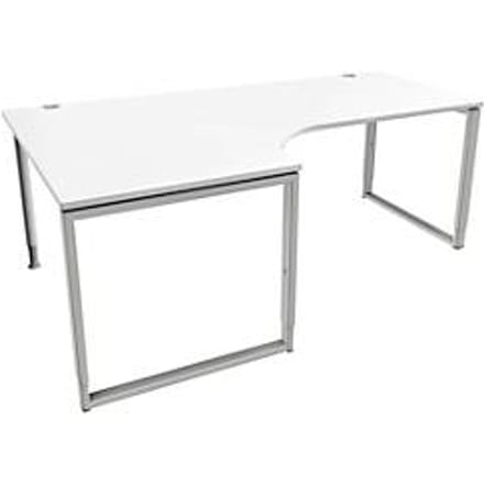Schäfer Shop Genius MODENA FLEX hoekbureau, 90°, beugelpoot, bevestiging links, B 2000 mm, wit