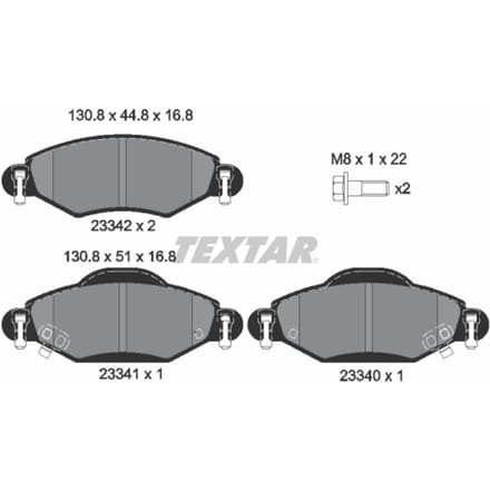 Remblokset TEXTAR 2334001, voor
