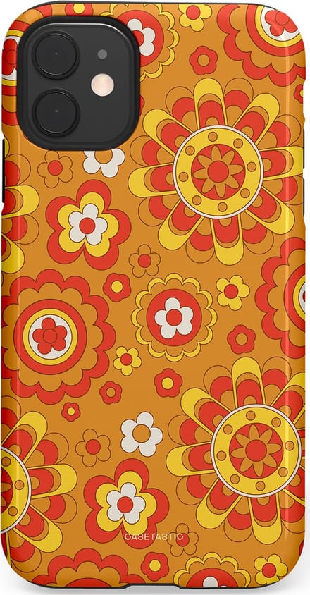 Casetastic hoesje geschikt voor Apple iPhone 11 - Dubbellaagse bescherming - Retro droom - Fashion Case - Okergeel Terracotta Rood