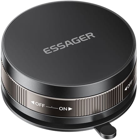 Essager Compacte Magnetische Telefoonhouder Auto Dashboard met Zuignap - Compatibel met MagSafe - Verstelbaar - Zwart