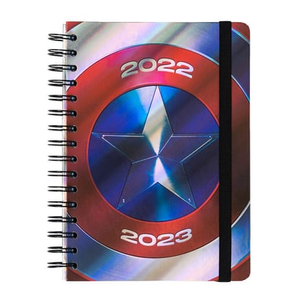 Marvel Captain America Shield 22/23 A5 Academic Week To View 12 Months Dagboek Blauw Kinderen