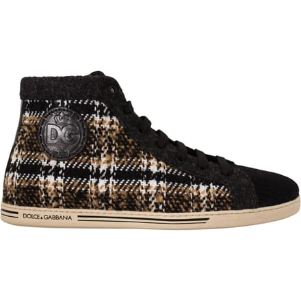 Dolce & Gabbana Heren Beige Bruine Wol Katoen Hoge Sneakers