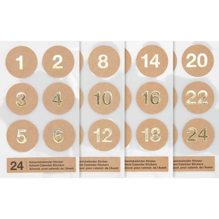 Paper Poetry Adventskalender stickers Kraft paper 24st.