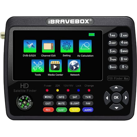 iBRAVEBOX V10 Finder Max HD Satelliet TV Signaalzoeker DVB-S/S2/S2X Digitale Handheld Signaalmeter US Plug zwart