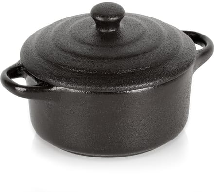 Vilde - Porseleinen Ovenschaal - 150ml - Zwart - Inclusief Deksel