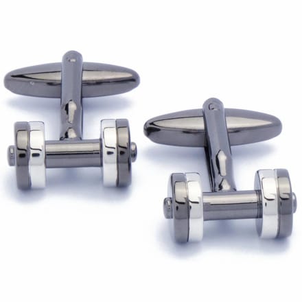 Manchetknopen - Halter Gewichten Dumbells Donker Metaal