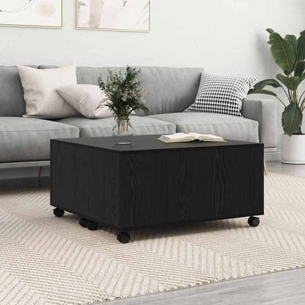 vidaXL - Salontafel - Zwart - Eiken - 75 - x - 75 - x - 38 - cm - Bewerkt - hout