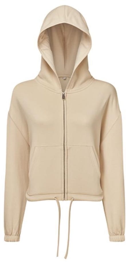 TriDri - Drawstring Dames Hoodie met Rits Recycled - Nude maat S/M