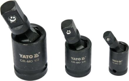 Yato YT-10643 - Impact Kniegewrichtset - 3-delig - 1/4" + 3/8" + 1/2" - CrMo Staal