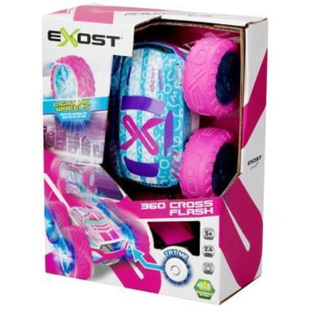 Exost RC 360 Cross Flash Stuntauto roze 1:18 - Flashing wheels - Incl. oplaadbare batterij - RC auto