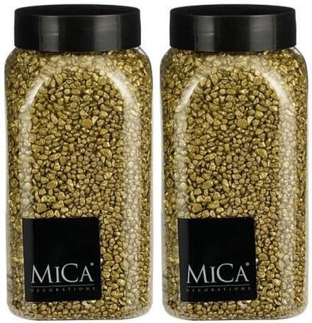 Mica Decorations decoratie stenen/granulaat - 2x - 650ml - goud - hobby steentjes