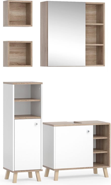 Vicco Badkamermeubel set Senyo, Wit, 5-delig