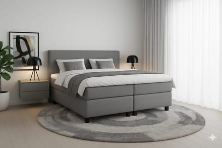 Boxspring DreamLux - 180x210 Compleet - Grijs Glad - BalBedden