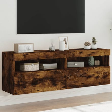 vidaXL - Tv-wandmeubels - met - LED - 2 - st - 60x30x40 - cm - gerookt - eikenkleurig