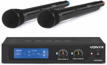 Draadloze VHF-microfoonset met 2 microfoons