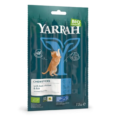 3 x 3 stuks (9 x 5 g) stuks Bio Natures Finest Sticks Yarrah Kattensnack