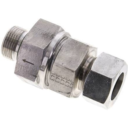 22L (M30x2) & G3/4'' Regeling-In RVS Terugslagklep Snijring Buitendraad 1-160 bar ISO 8434-1