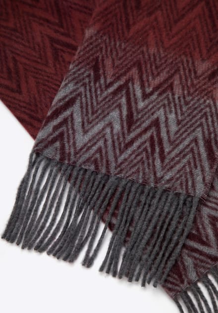 Wittchen - Heren Sjaal - Herringbone Patroon - Acrylic - Burgundy en Grijs