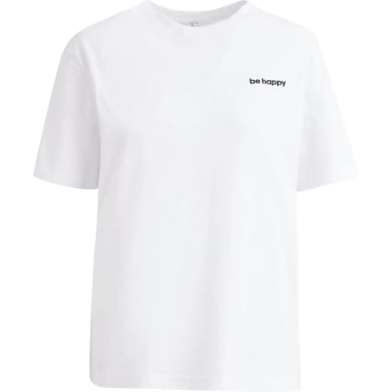 Mister Tee - Be Happy Wording EMB Dames Tshirt - M - Wit