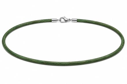 AuBor ®. Leren ketting met zilveren sluiting. Turquoise. 3mm × 40cm