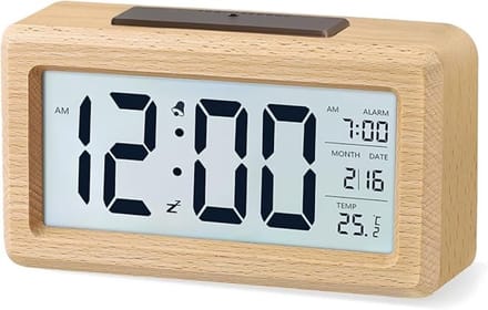 Digitale Wekker met Houten Behuizing en Groot LCD-Scherm