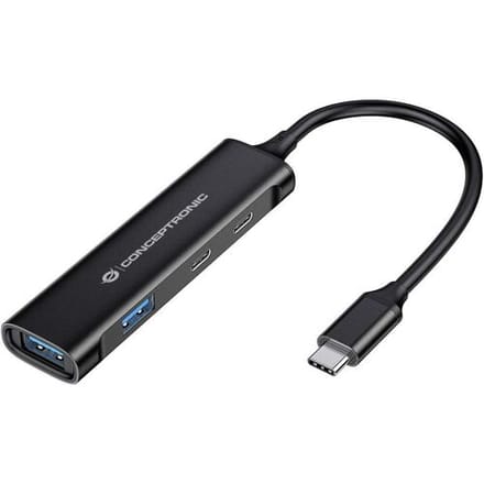 Conceptronic HUBBIES12B HUBBIES12B USB-hub 2 + 2 poorten USB-A, USB-C USB 3.0 5 GBit/s Met USB-C stekker Zwart