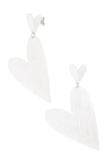 Yehwang Oorbellen - Stainless Steel - Bungelend Hart - Zilverkleurig