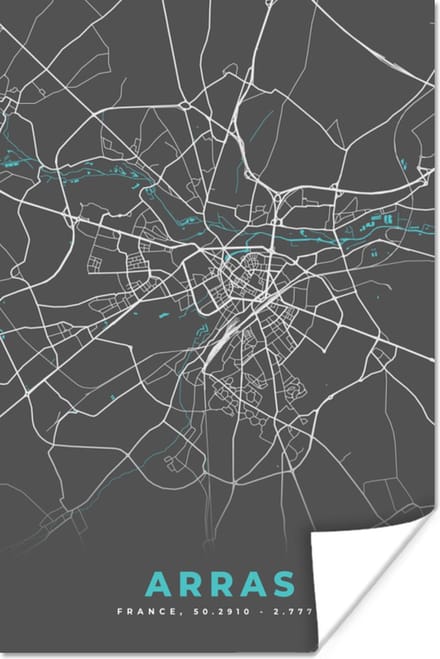 Poster Frankrijk - Kaart - Arras - Plattegrond - Stadskaart - 40x60 cm