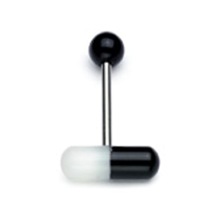 Tongpiercing UV pill 1.6x16 - zwart - LMPiercings