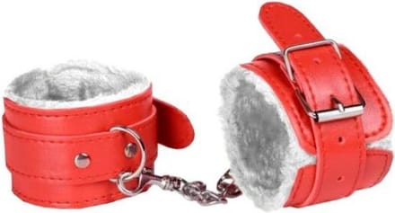 SM Kunstlederen boeien met metalen ketting - Kerst - Rood / Wit