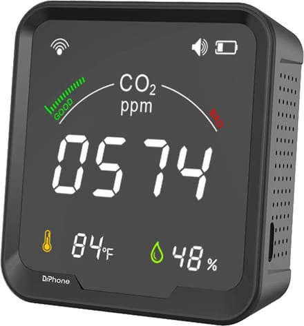DrPhone AirGuard ProSense - Slimme WiFi - CO2 Sensor Kooldioxide Meter + Temperatuur + Vochtigheid Monitor Met Lcd-scherm