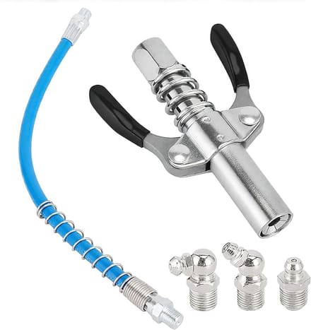 Vetspuit Koppeling - Smeermiddel Connector - Motoronderhoud - Dubbel Handvat Ontwerp - 15 cm - Zilver