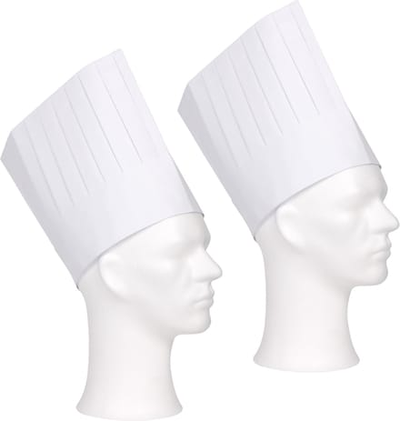 ComFort koksmuts - 2x - wit - papier - 19 cm - volwassenen - chef mutsen